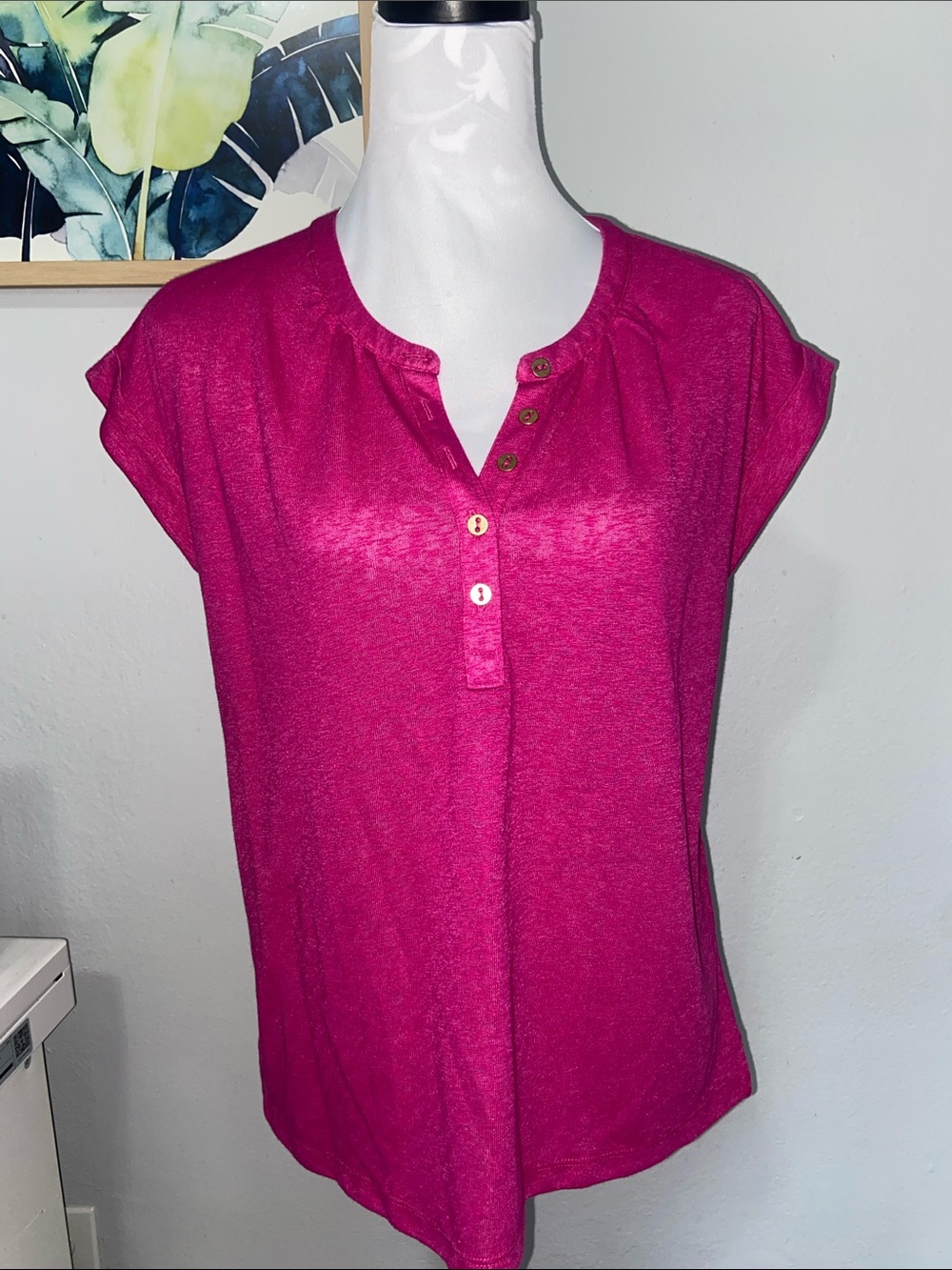 LOFT Henley roll sleeve tee NWT